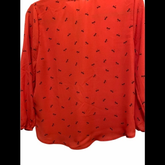 S.R. By Sweet Rain Dragon Fly Red Blouse Size M - Picture 7 of 7